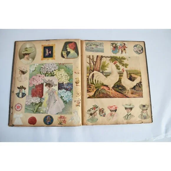 Early 1900s Antique Scrapbook Album 40 Full Pages Victorian - Picture 12 of 16